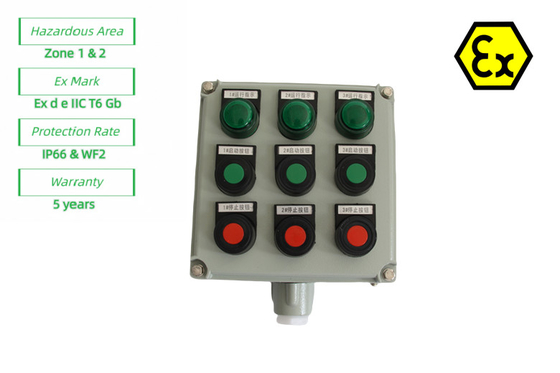 ATEX 防爆制御ステーション 囲み 危険地帯のための工業制御パネル1 防火ライト 10A AC220v