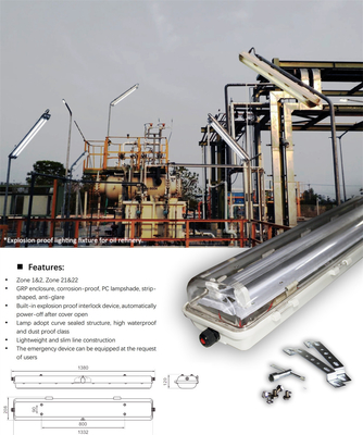 ATEX/IECEx対応 IP66 防爆蛍光灯 | 天井、壁、ペンダント設置対応 危険場所向け