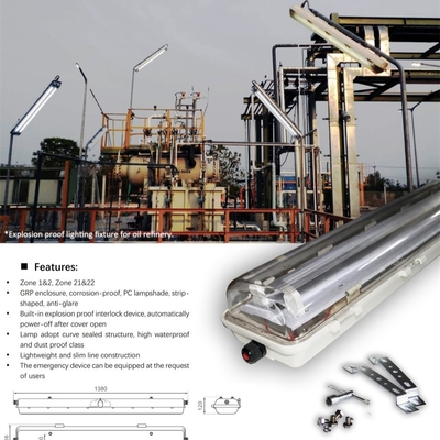 ATEX/IECEx対応 IP66 防爆蛍光灯 | 天井、壁、ペンダント設置対応 危険場所向け